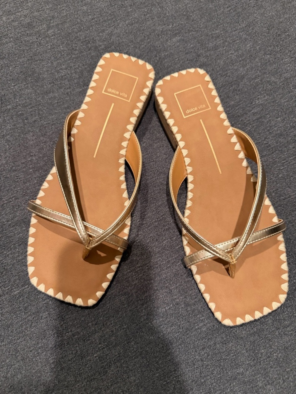 Dolce Vita Metallic Gold Strappy Thong Sandals